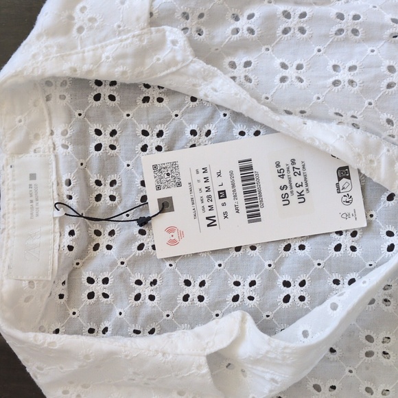 Zara Olive Green Linen Dress And Eyelet Top - Picture 3 of 6